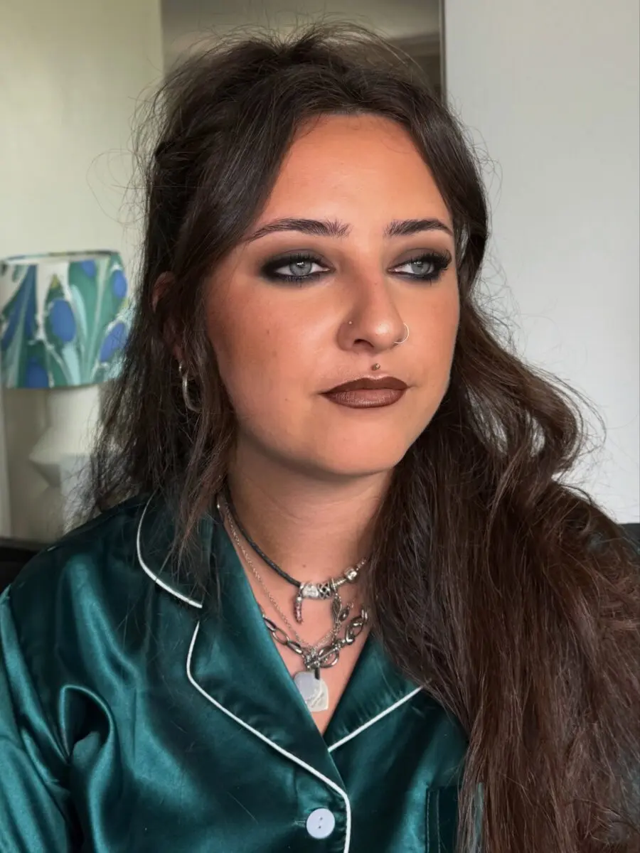 Glamorous dark feminine makeup with smoky eyes