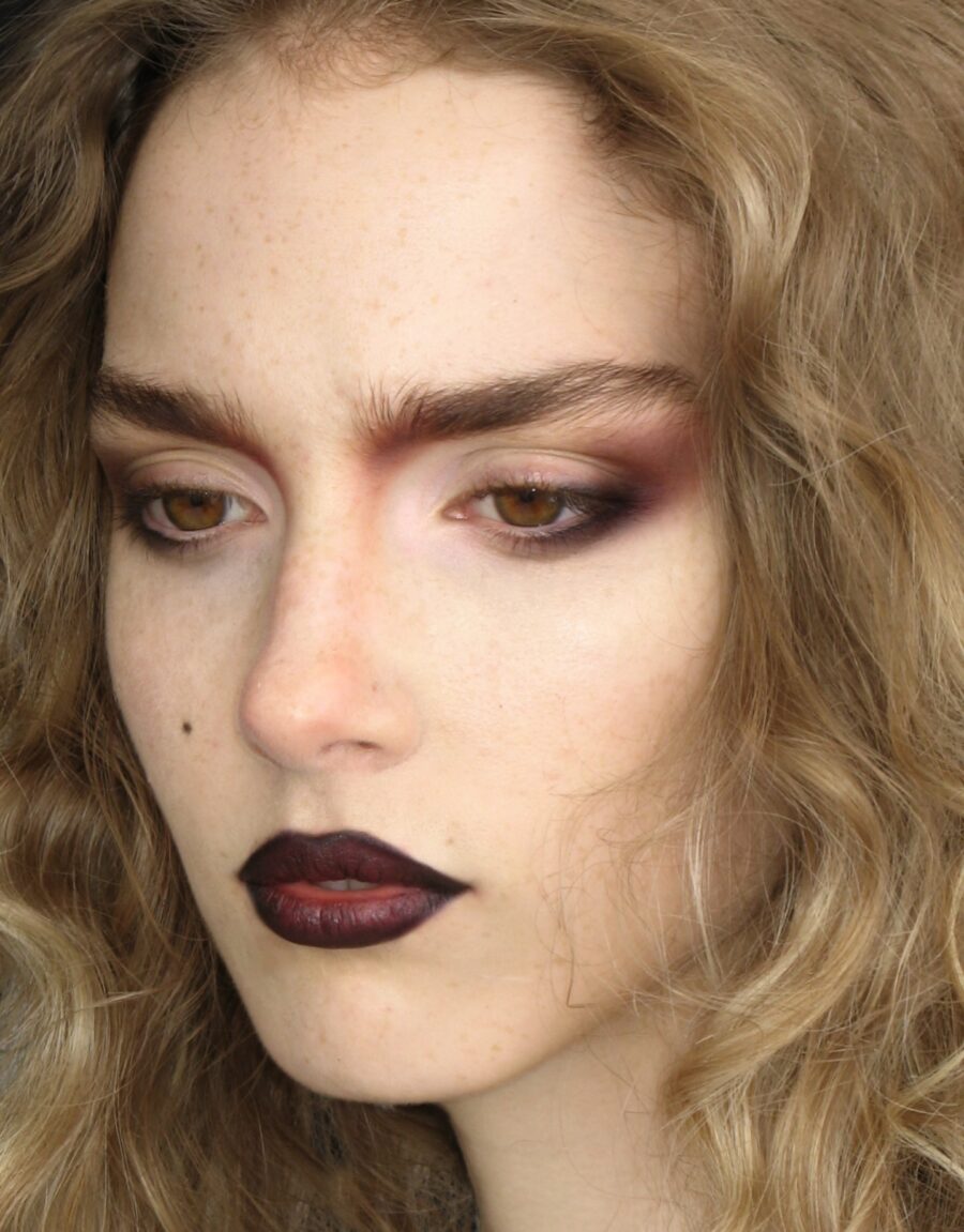 Bold dark lips and smoky eye allure