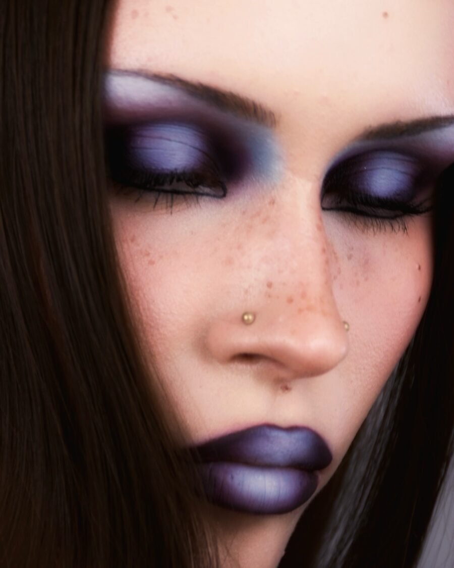 Bold Dark Feminine Makeup with Purple Hues