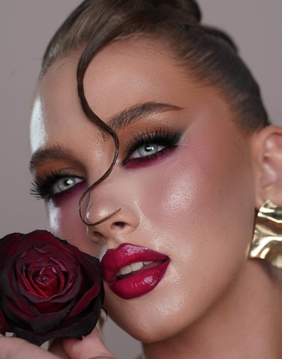 Bold and sultry dark feminine makeup look