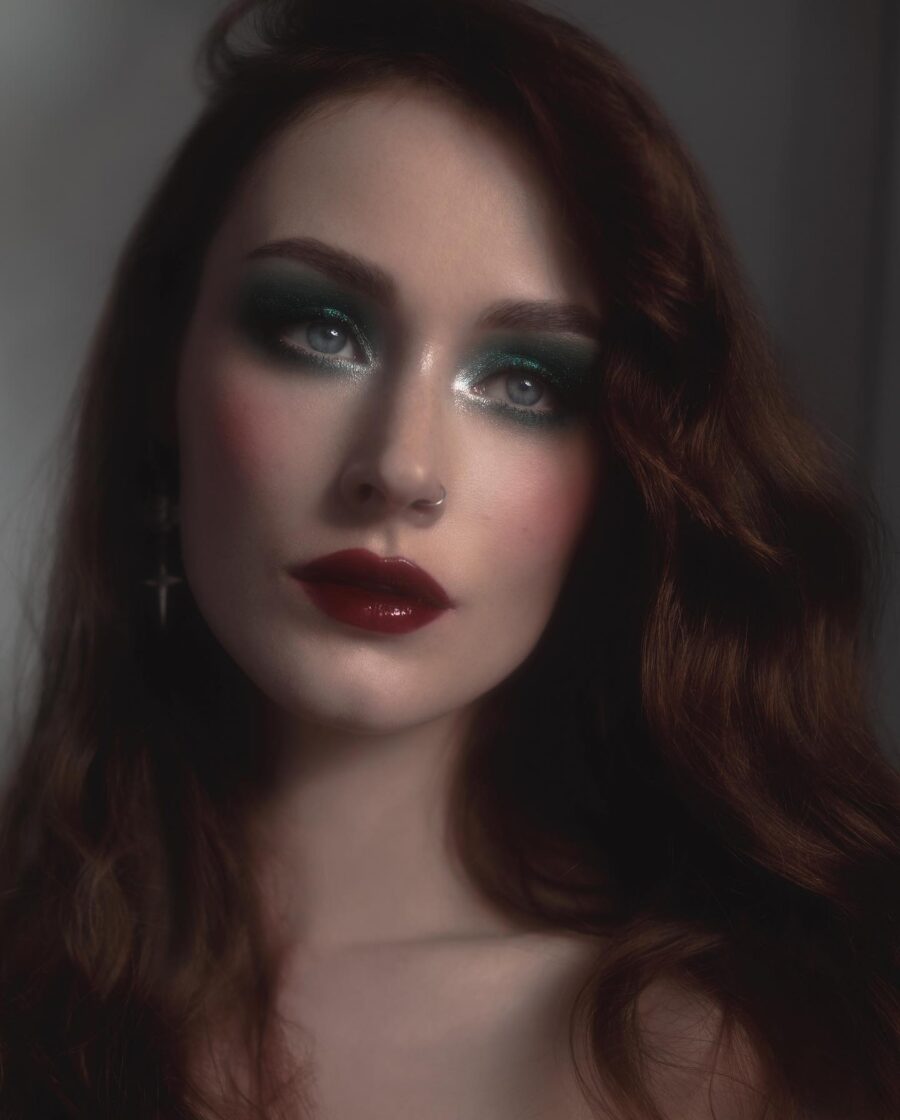 Enchanting dark feminine makeup with smoky allure