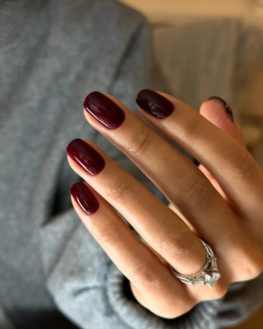 Elegant maroon nails with a sleek finish