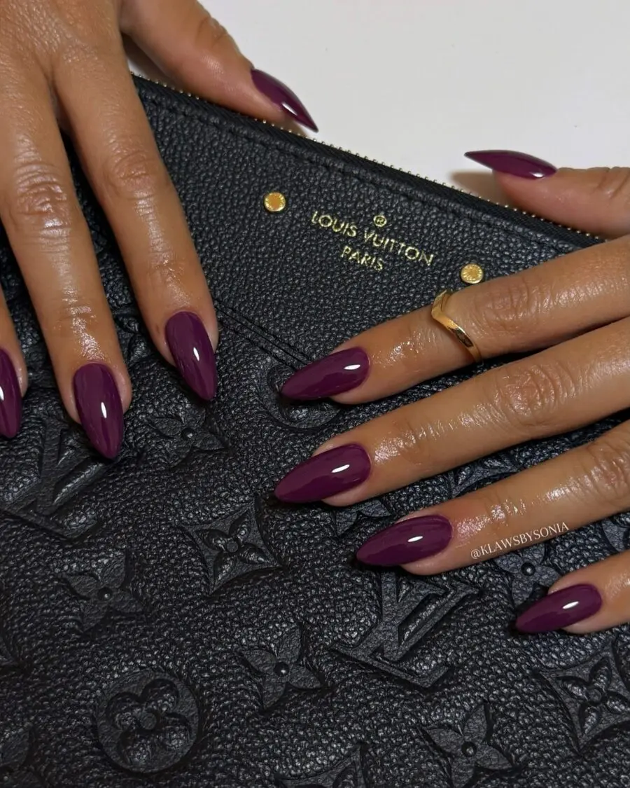 Elegant dark nails paired with luxury accessories