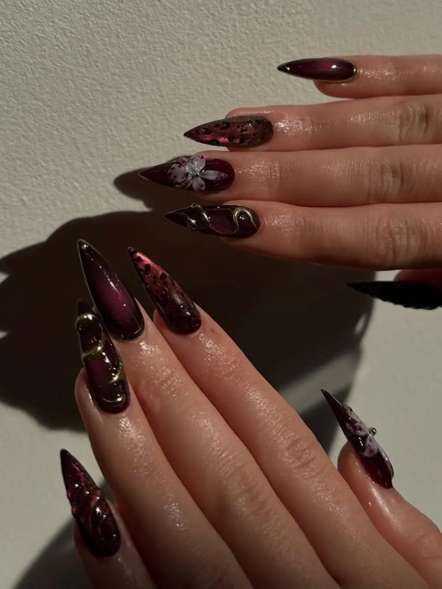 Elegant nails embodying dark feminine allure