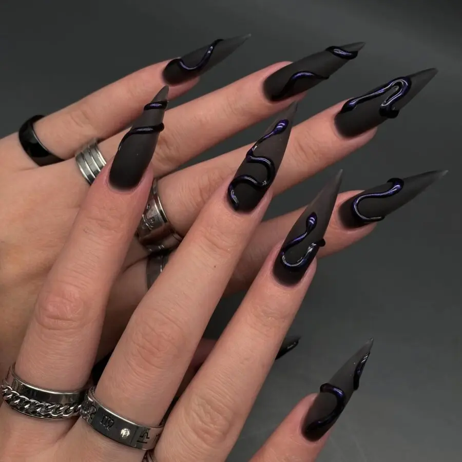 Bold Stiletto Nails with Dark Elegance