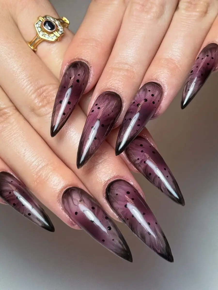 Mystical ombre dark feminine nail design