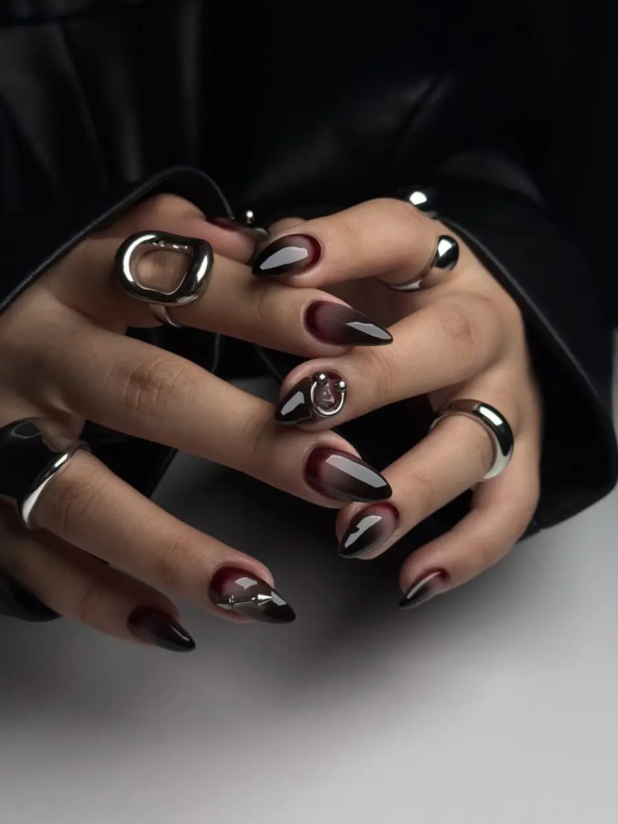 Chic dark feminine nail art design inspiration