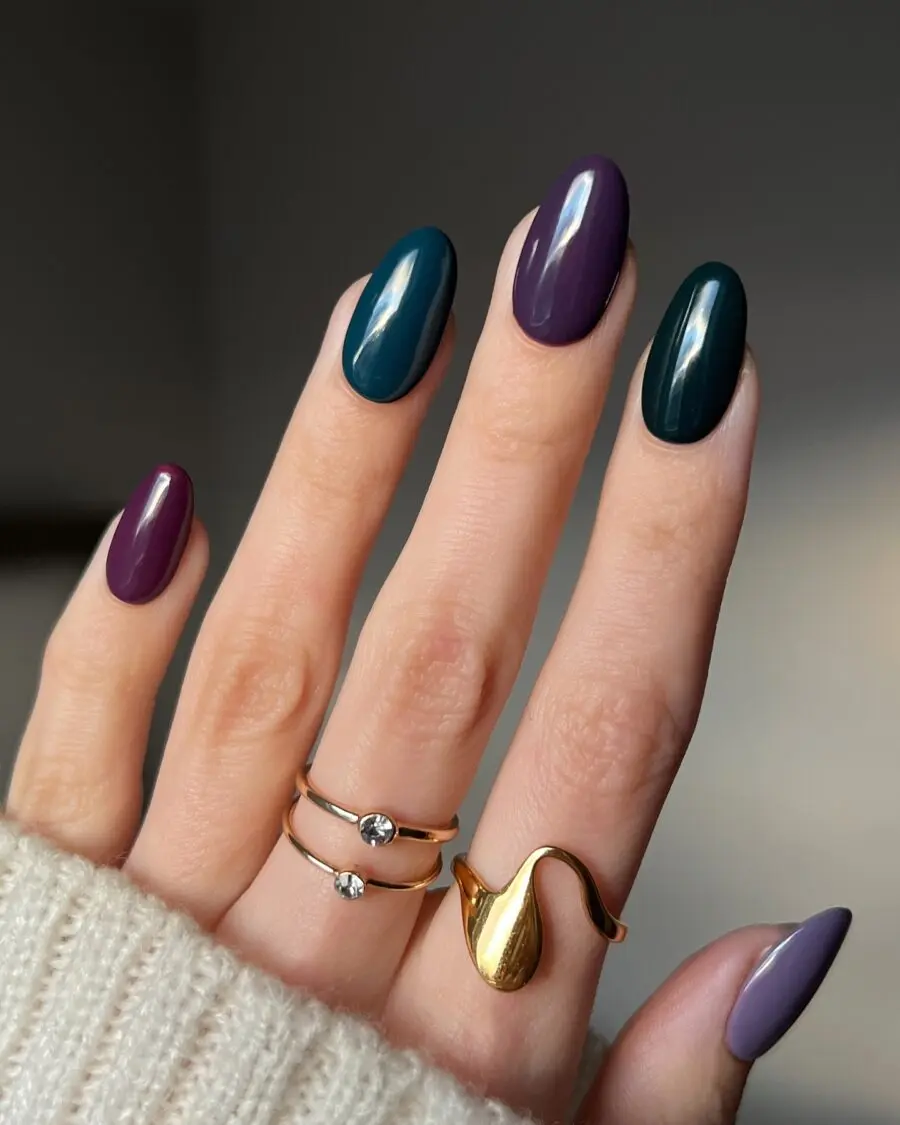 Chic Dark Feminine Nail Style with Bold Colors