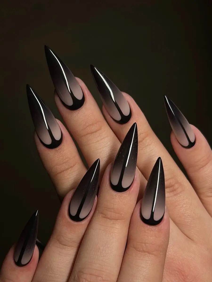 Glamorous dark ombre stiletto nails design