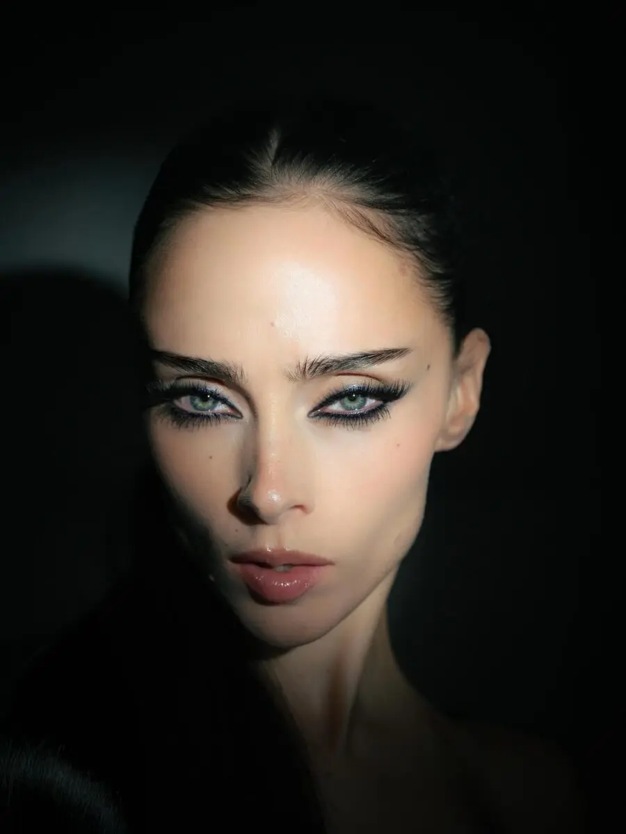 Edgy smoky eyes with bold lip color
