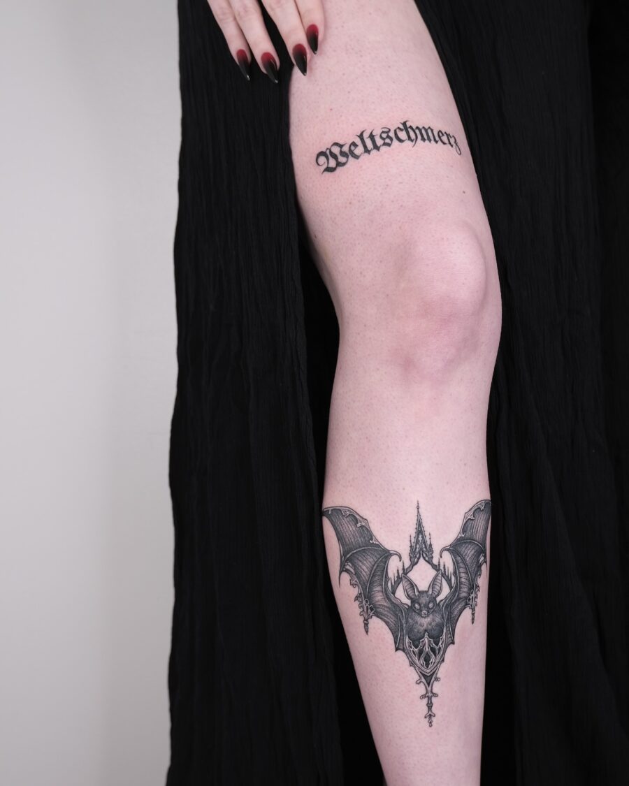Eerie bat tattoo with gothic appeal