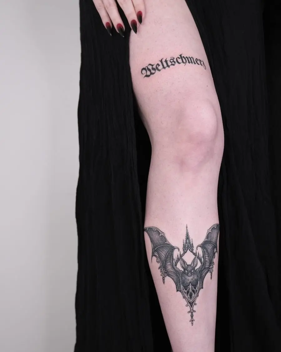 Eerie bat tattoo with gothic appeal