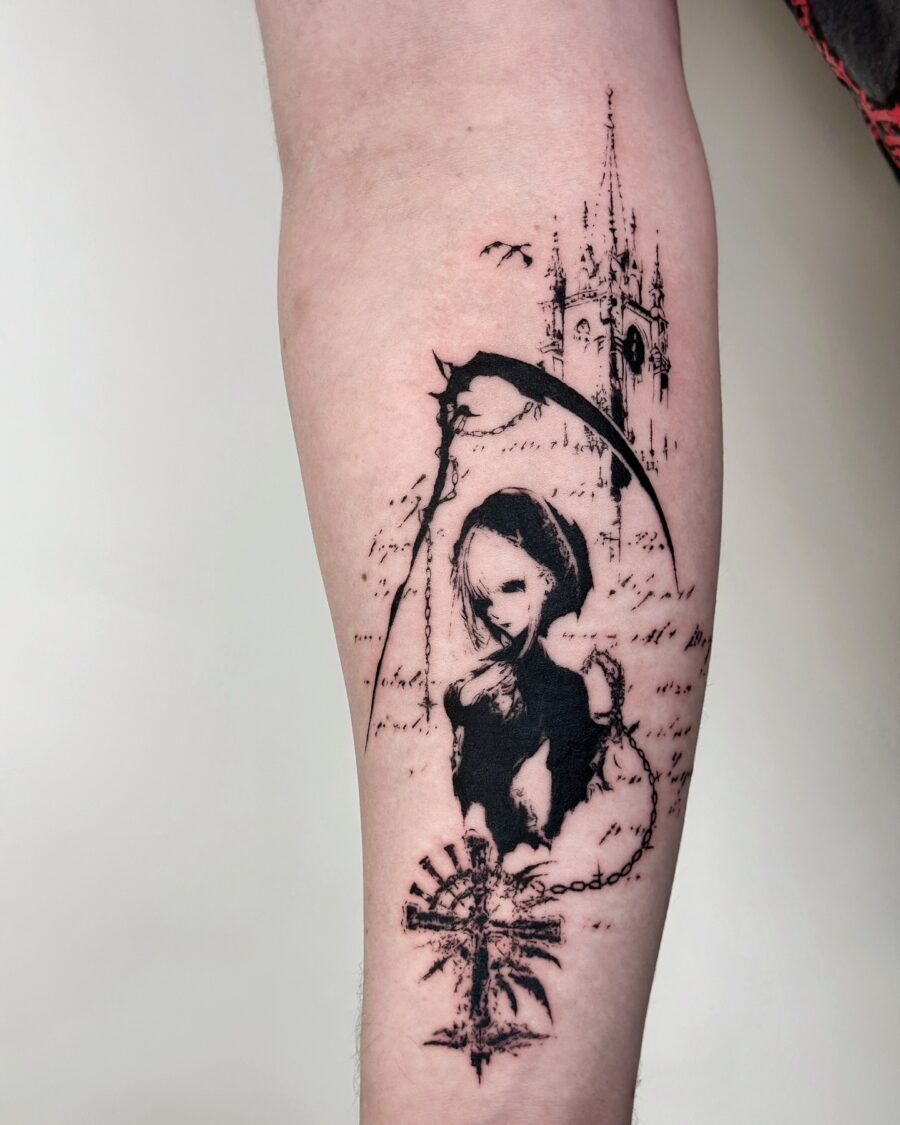 Eerie elegance of dark feminine tattoo design