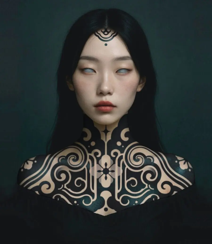 Intricate designs embodying dark femininity.