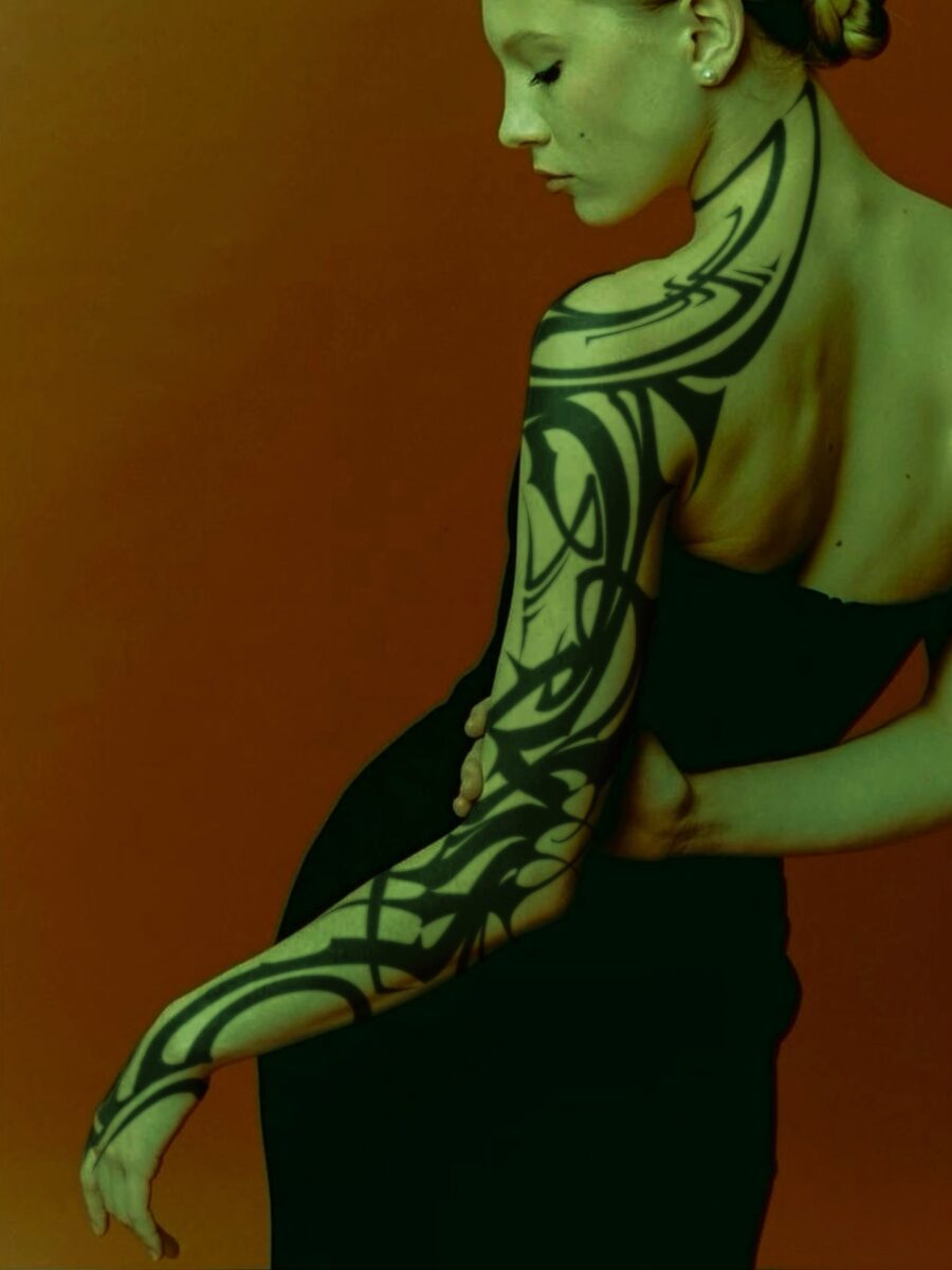 Captivating tribal design on elegant arm.