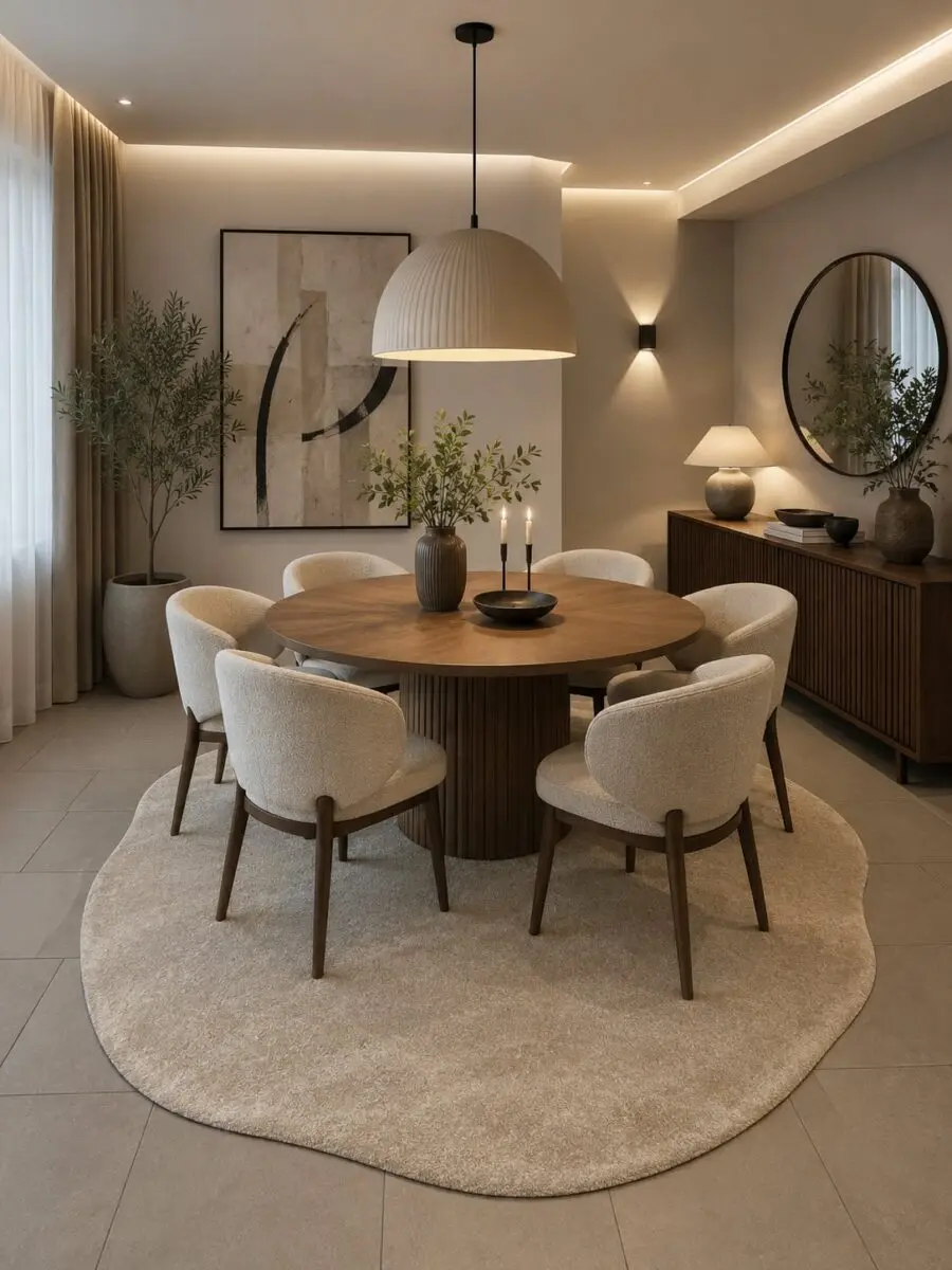 Elegant Modern Dining Room with Soft Textures