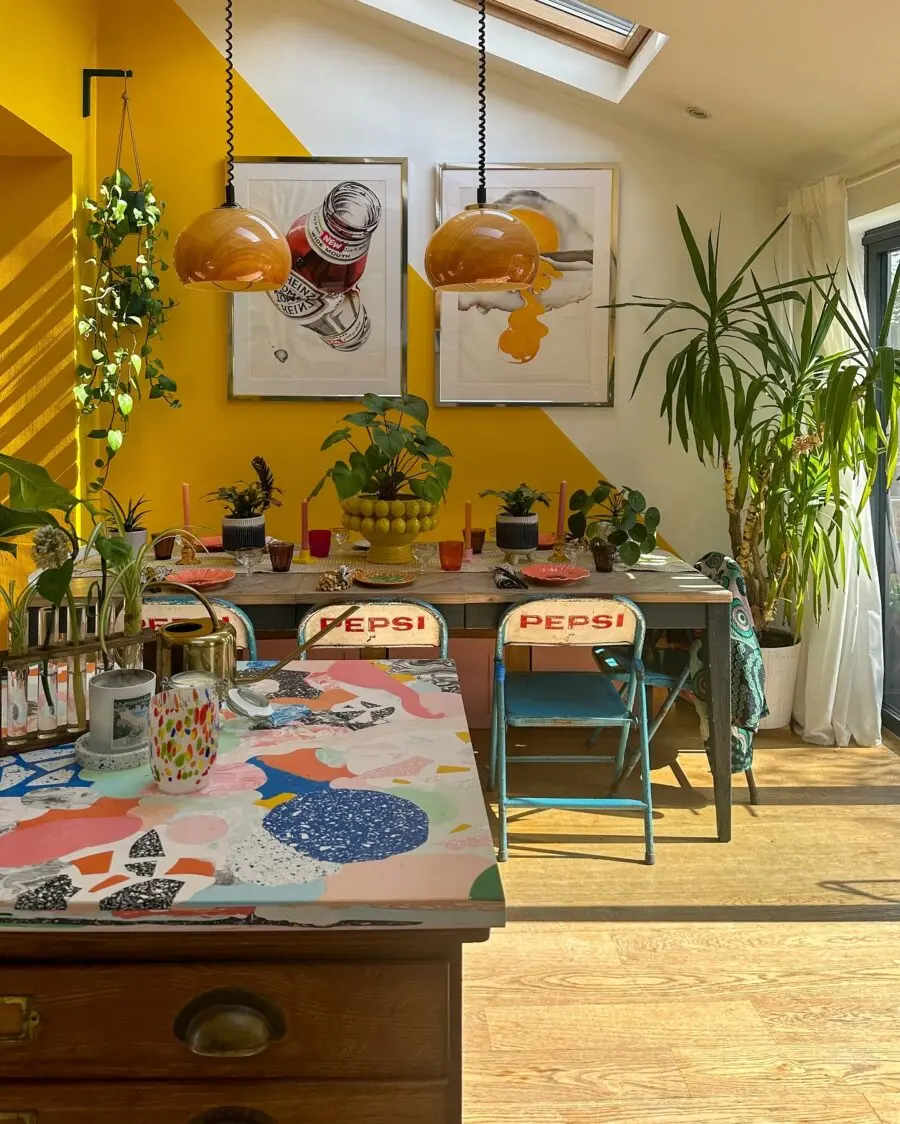 Vibrant Dining Room with Playful Decor