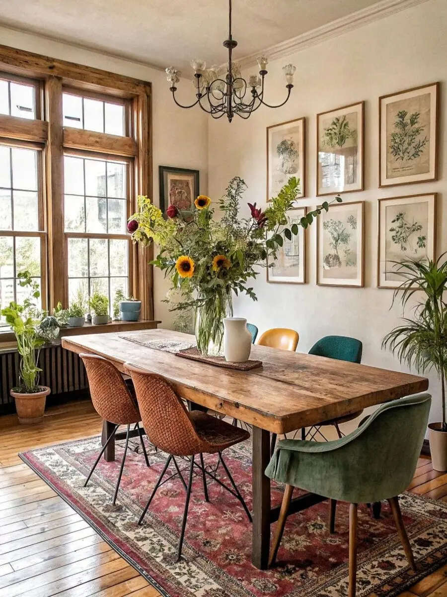 Charming dining area with rustic touches