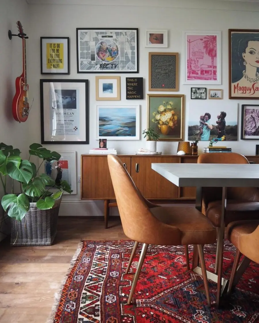 Vibrant gallery wall enhances dining experience