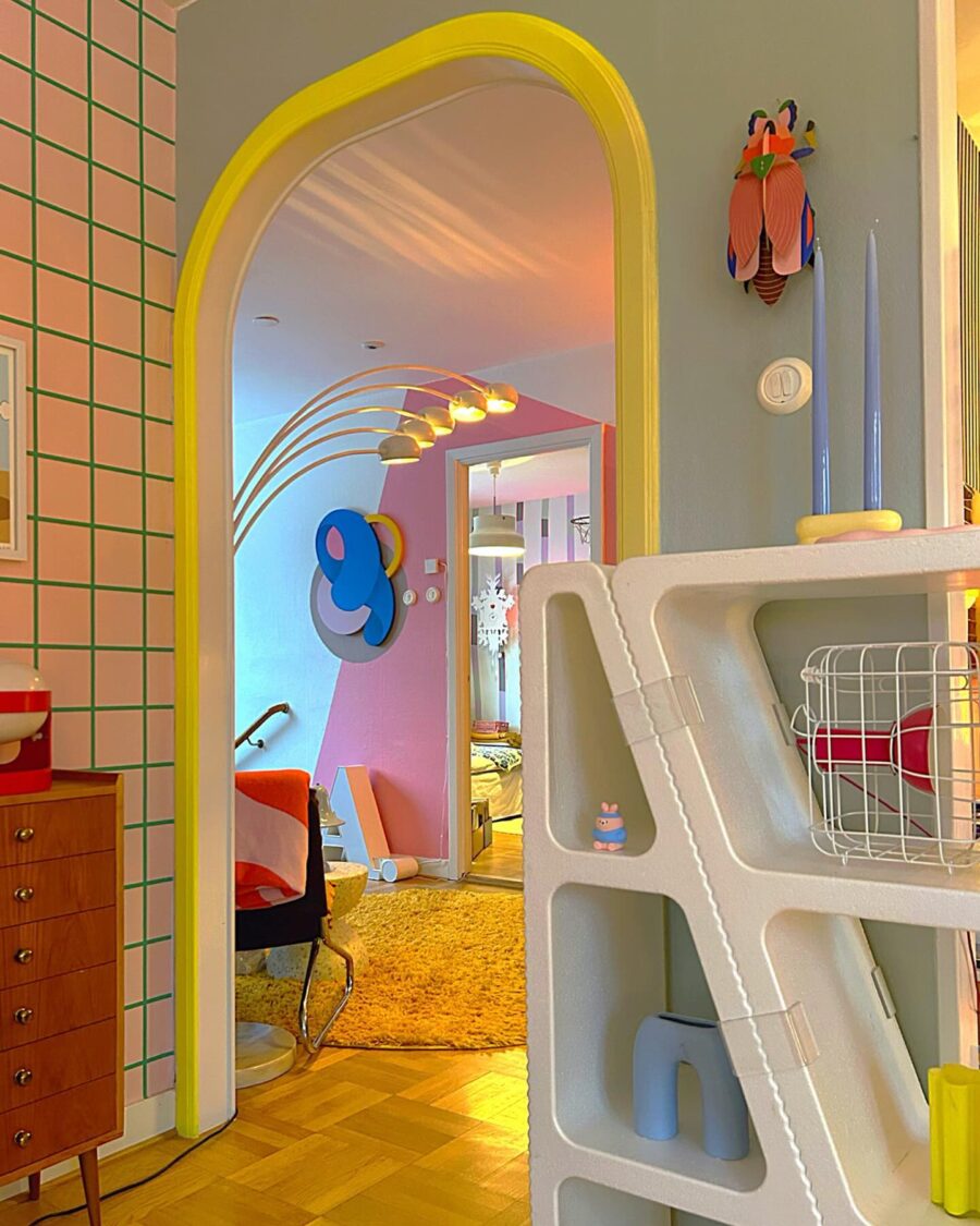 Playful and vibrant interior decor scene
