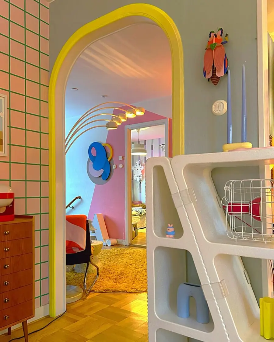 Playful and vibrant interior decor scene
