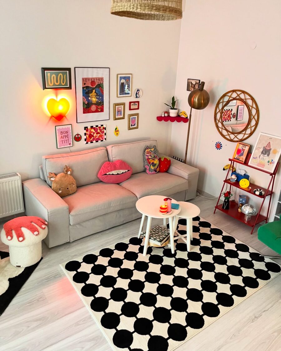 Vibrant living room with playful accents
