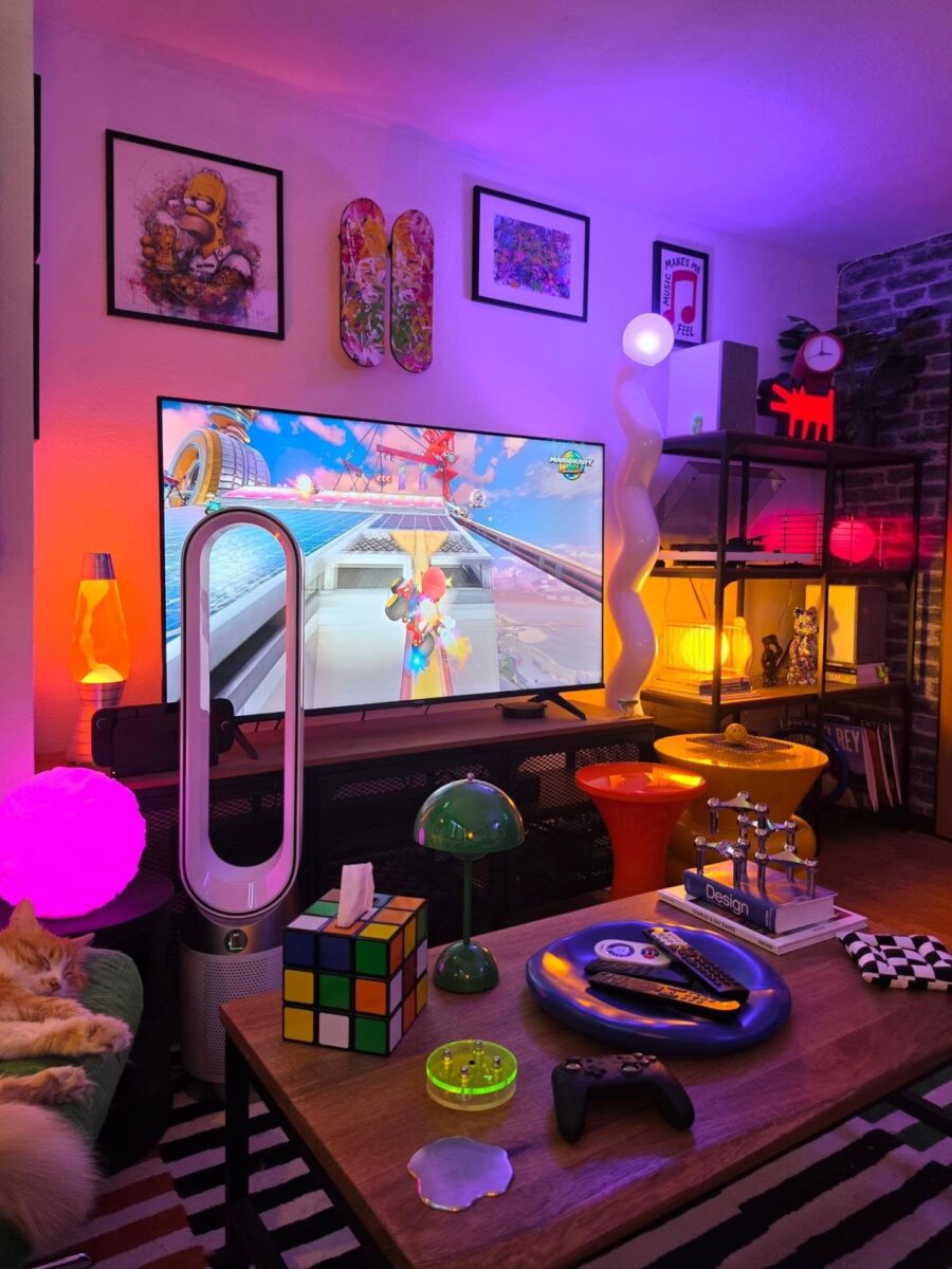 Vibrant living room full of playful decor