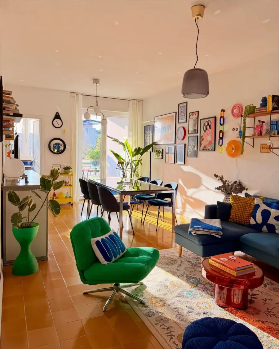 Bright Living Space with Eclectic Color Palette