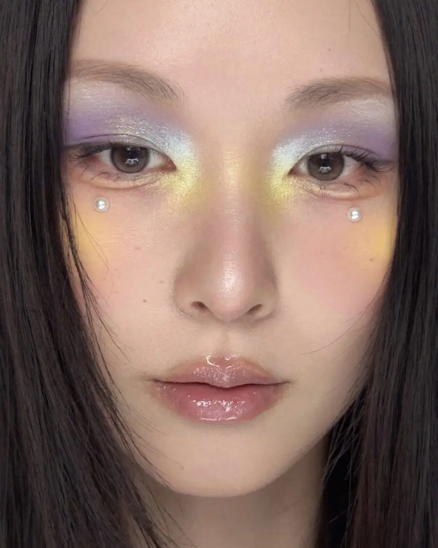 Ethereal pastel glam with radiant highlights