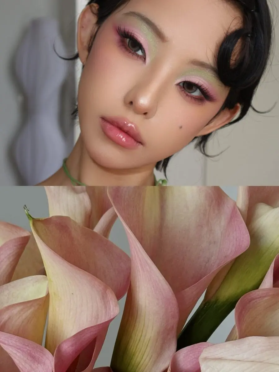 Vibrant flower-inspired makeup look