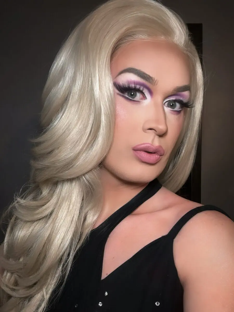 Stunning drag queen makeup with bold colors
