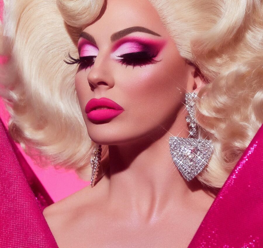 Glamorous fuchsia makeup with dramatic accents