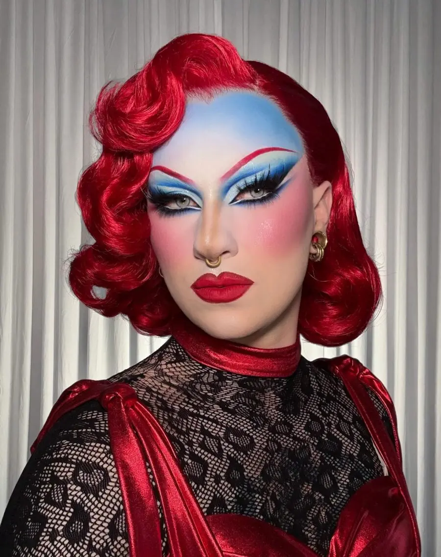 Bold and vibrant drag queen makeup artistry