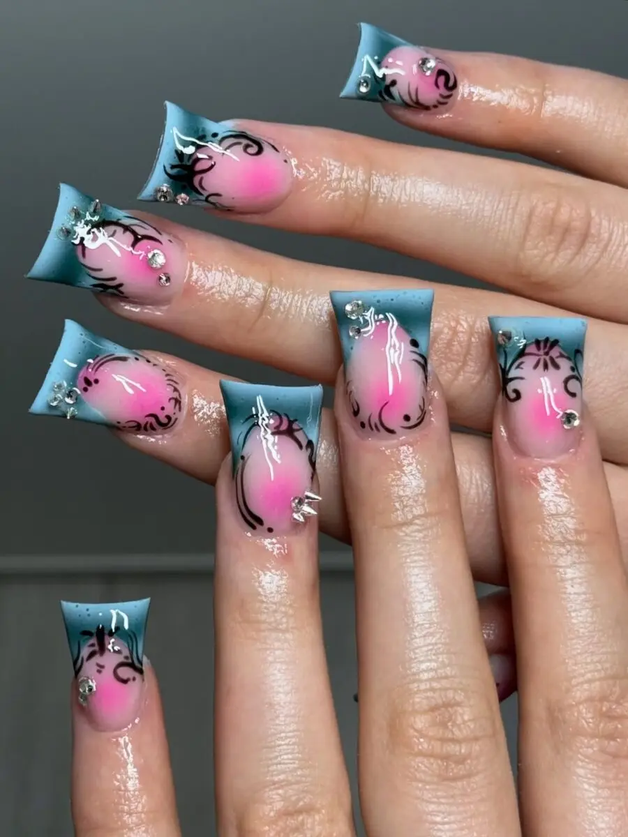 Vibrant Duck Nail Art with Intricate Designs