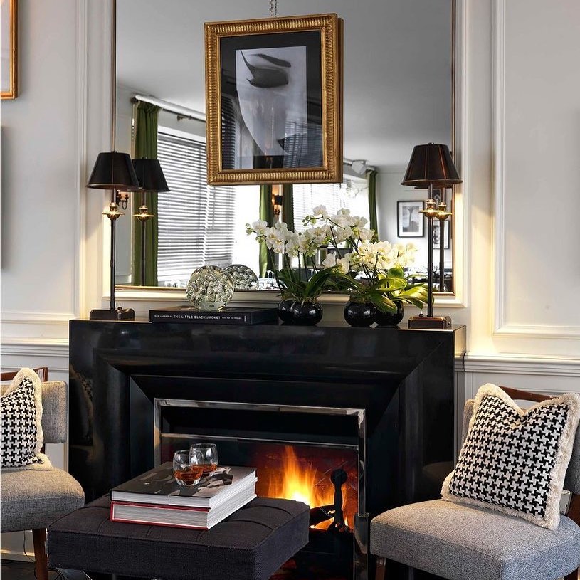Sophisticated fireplace with elegant décor accents