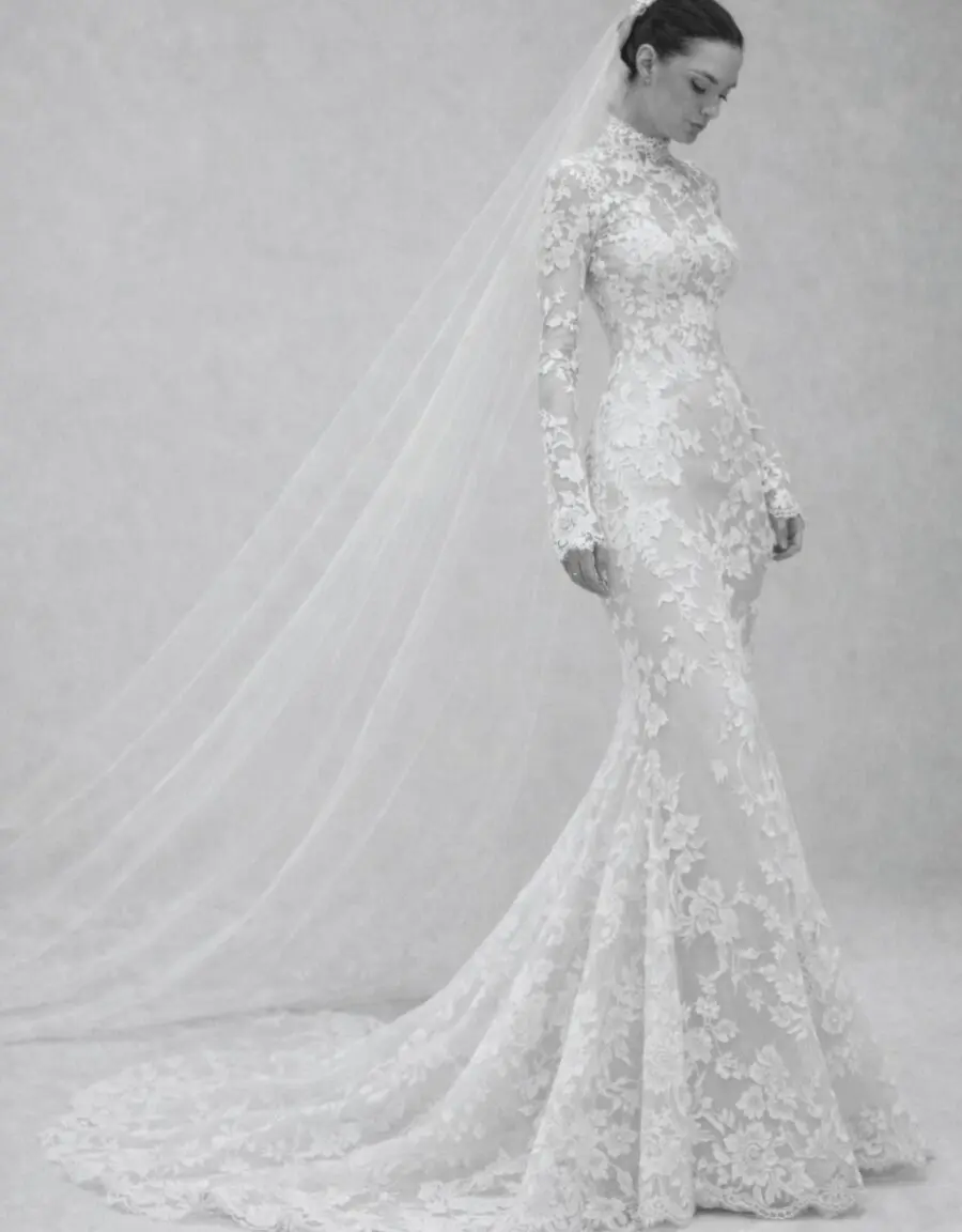 Stunning lace-sleeved wedding gown inspiration
