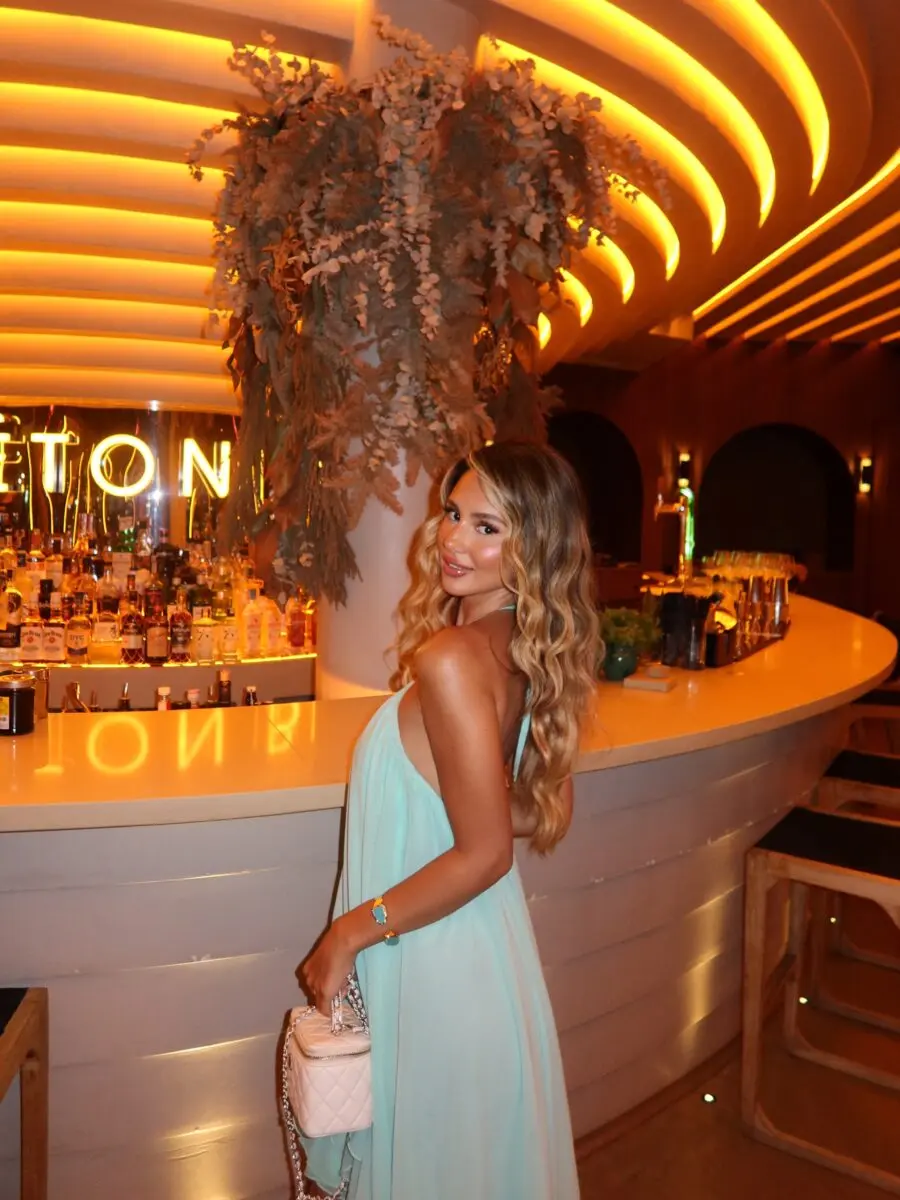 Chic Lounge Outfit with a Flowing Dress