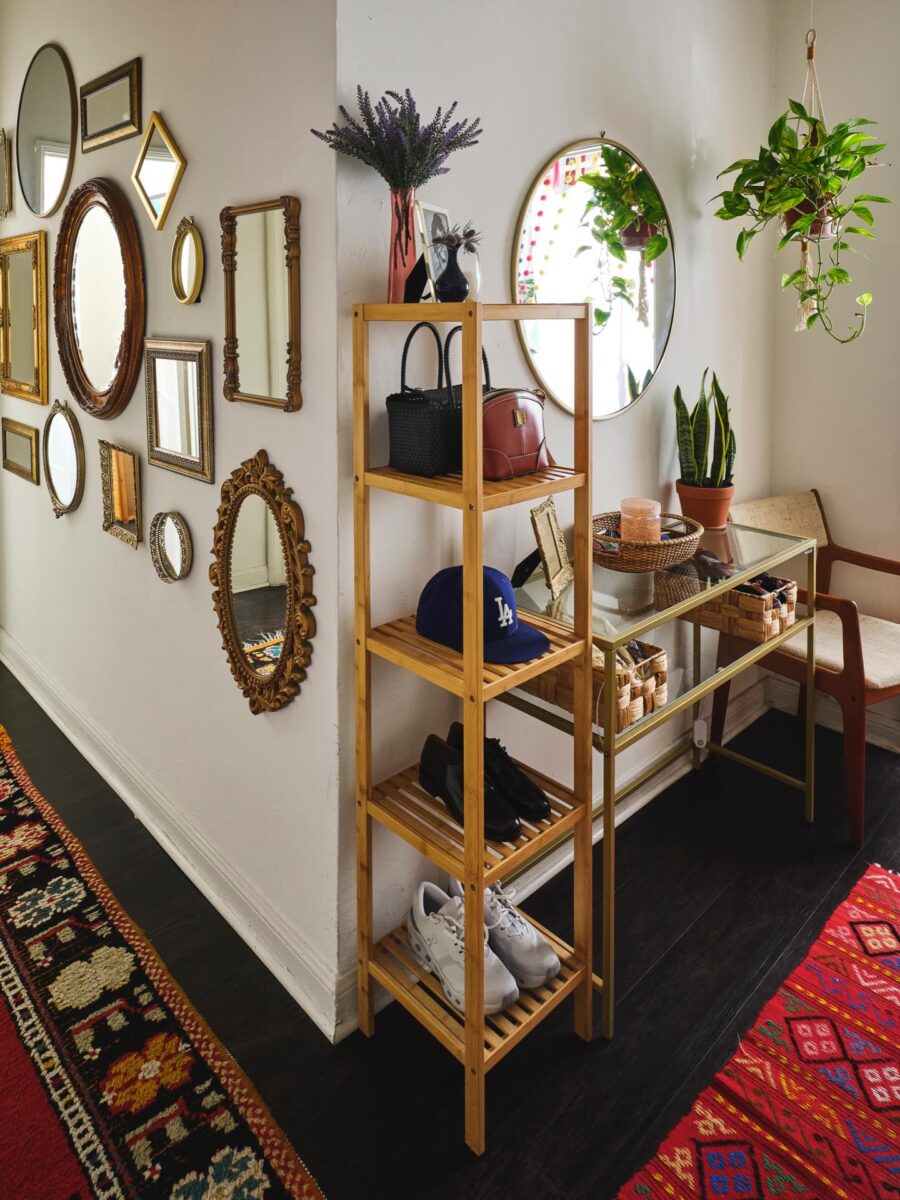 Charming gallery wall with diverse mirrors