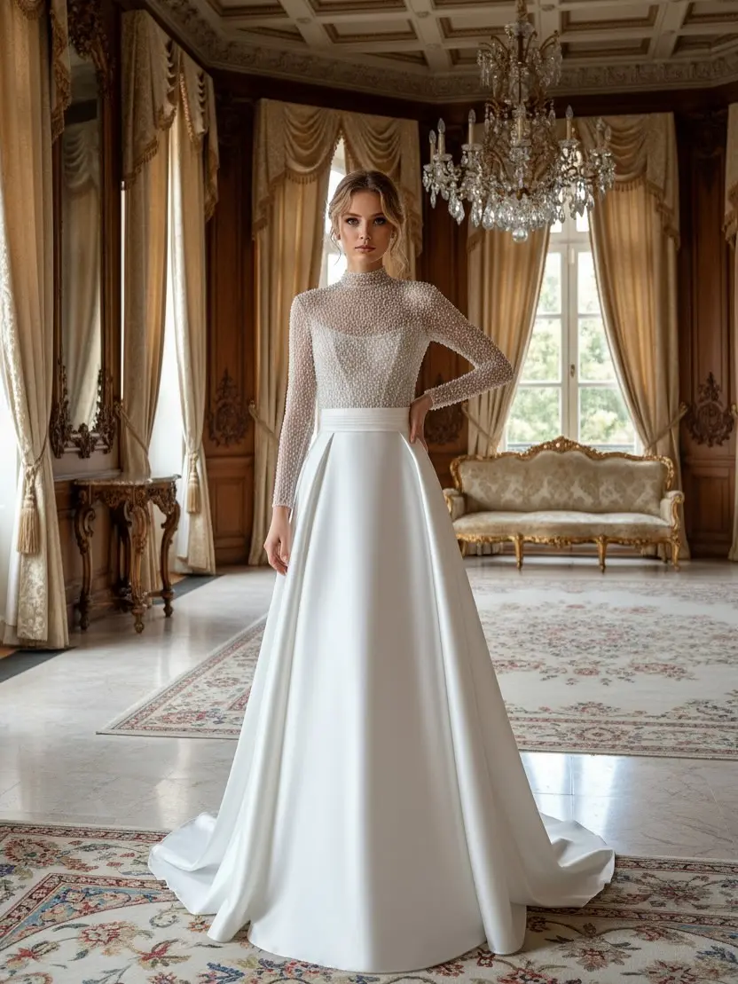 Chic wedding dress featuring stunning sleeves design