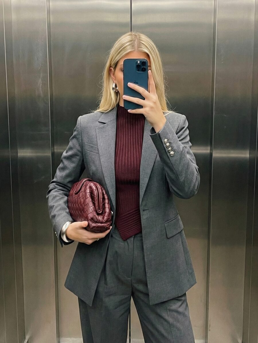 Chic Semi-Formal Look in an Elevator