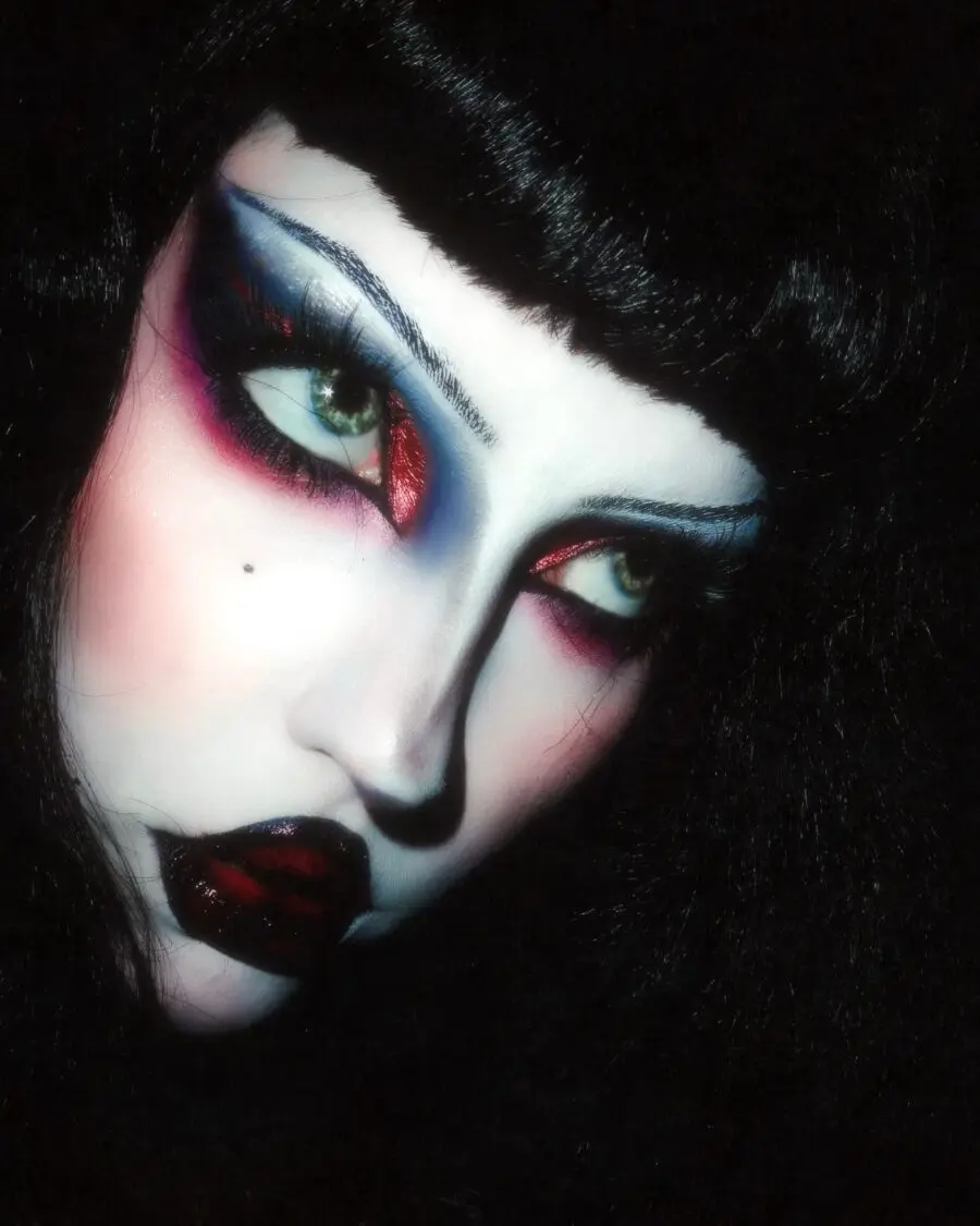 Dramatic gothic-inspired emo makeup look