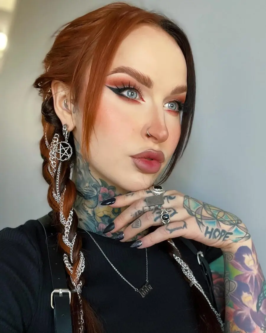 Glamorous emo look with braided hair