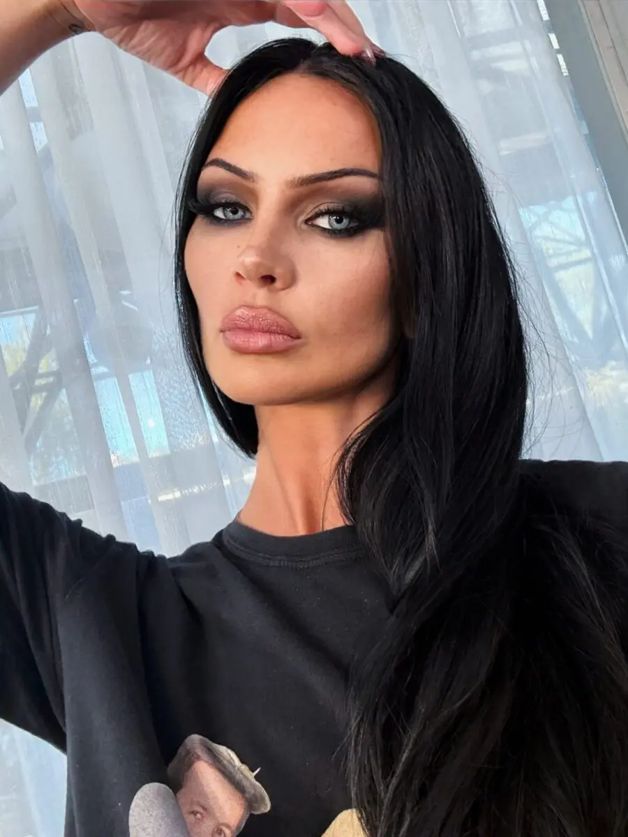 Glamorous emo style with bold dark eyes
