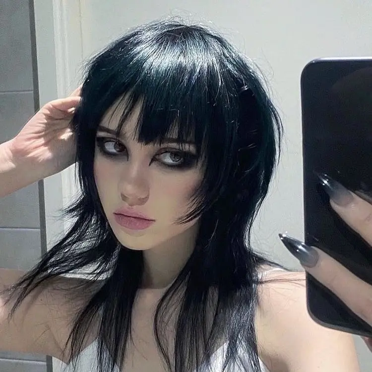 Moody emo makeup with striking features