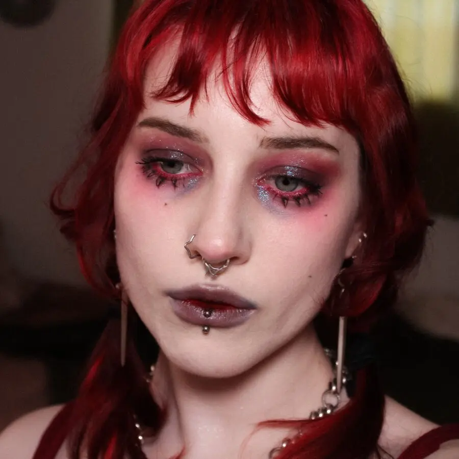 Bold emo aesthetic with sparkly accents