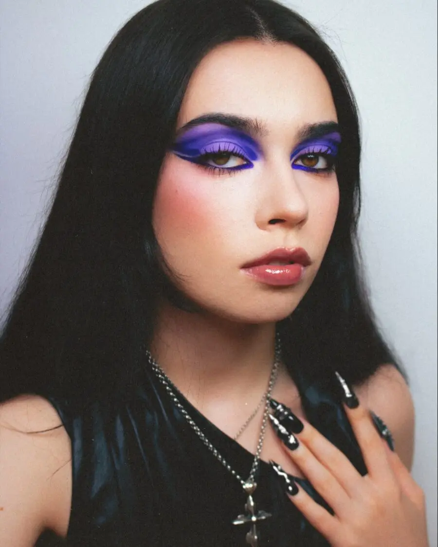 Bold purple glam for an emo vibe