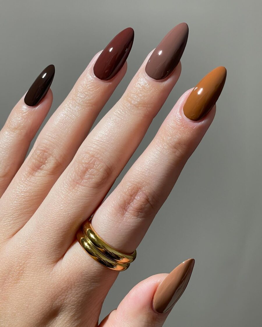 Warm earthy tones for fall nail elegance