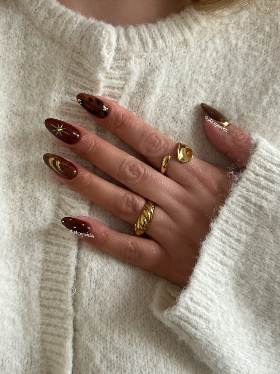 Stylish autumn-inspired nail art design