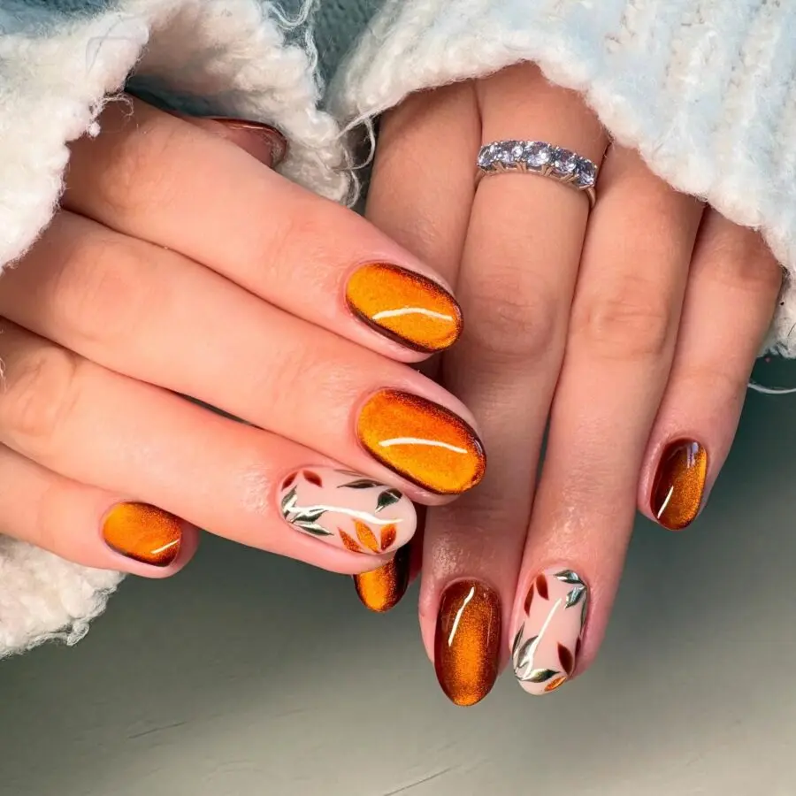 Stylish fall-inspired nails with vibrant colors