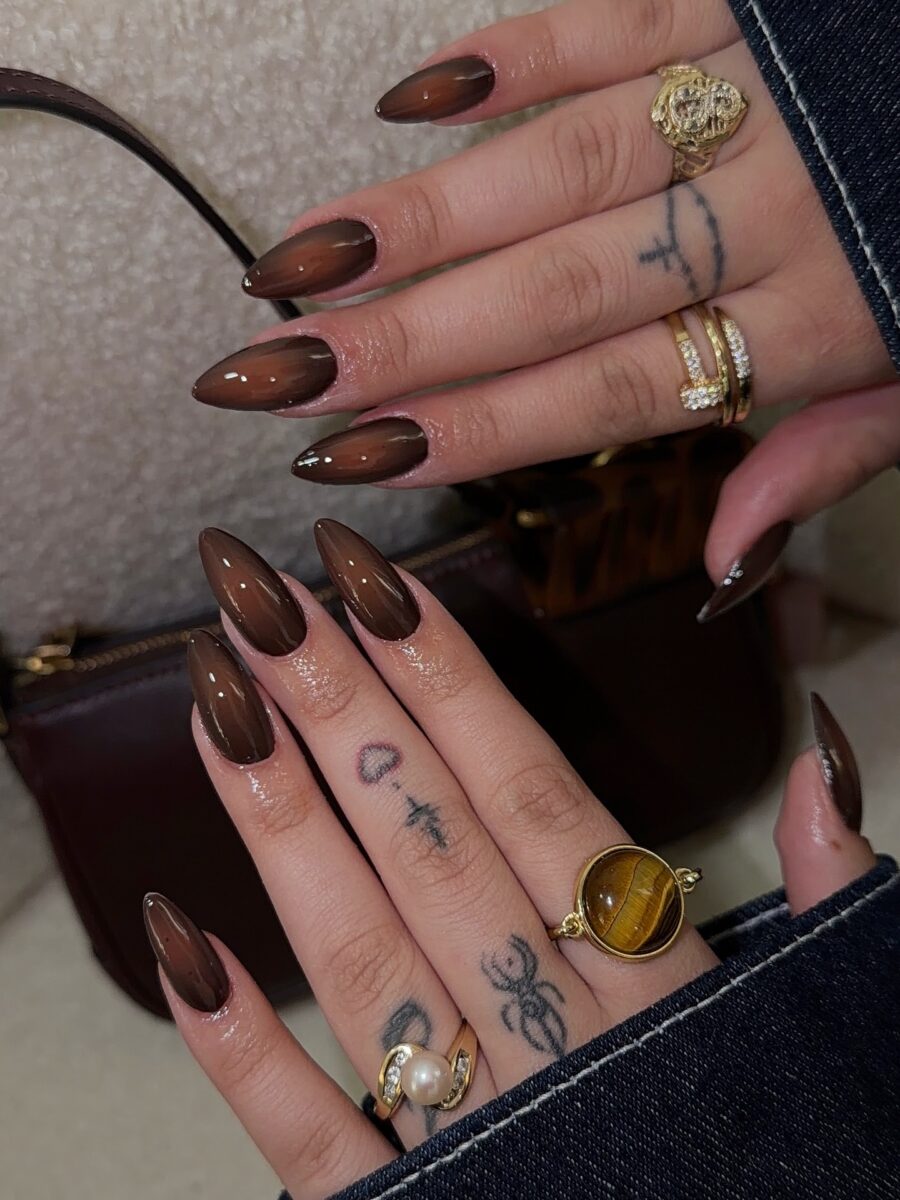 Sleek Brown Ombre Fall Nail Aesthetics